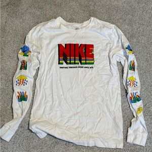 Like new Nike White Long Sleeve with Multicolor Graphics